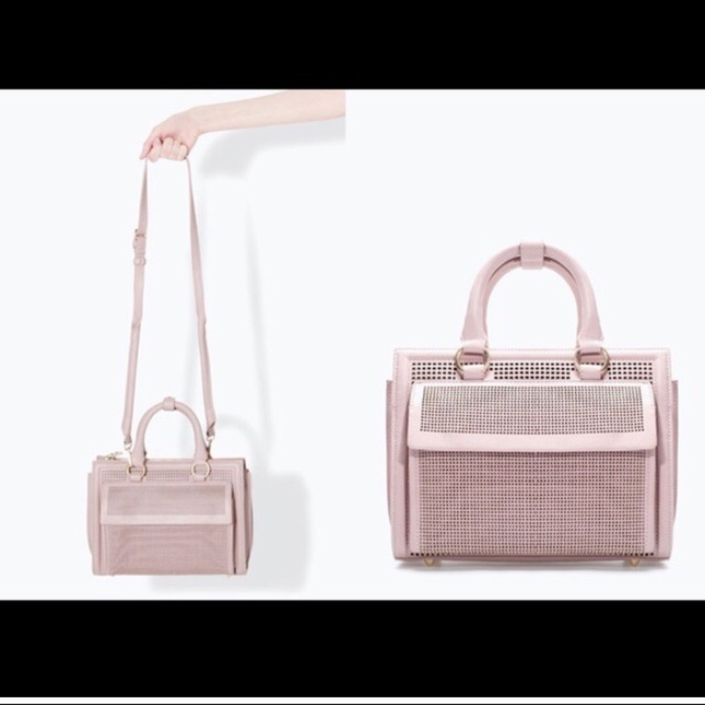Zara perforated office pink bag